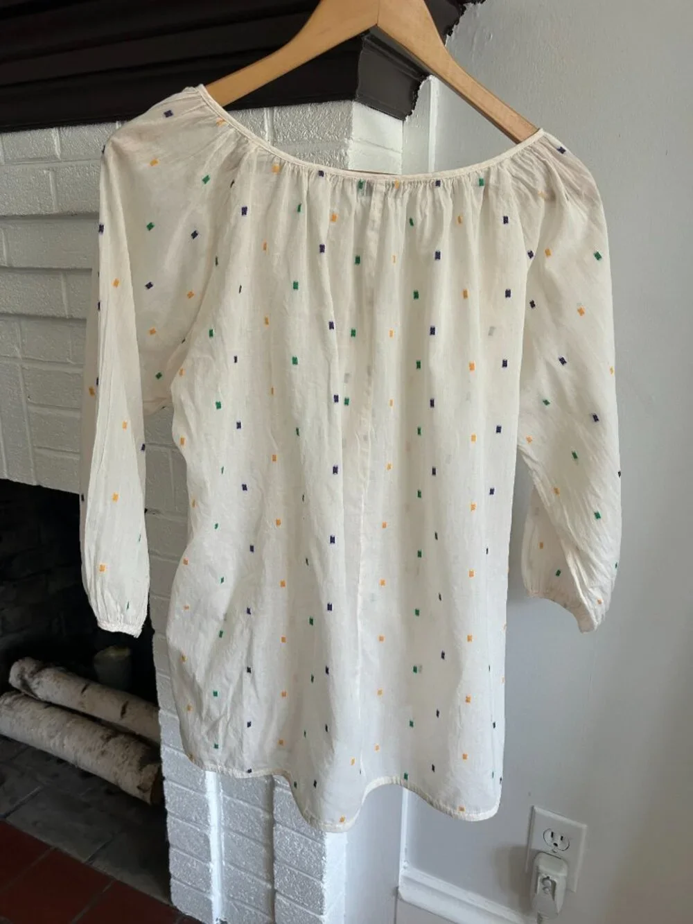 J. Crew Cream Blouse with Dots Size M